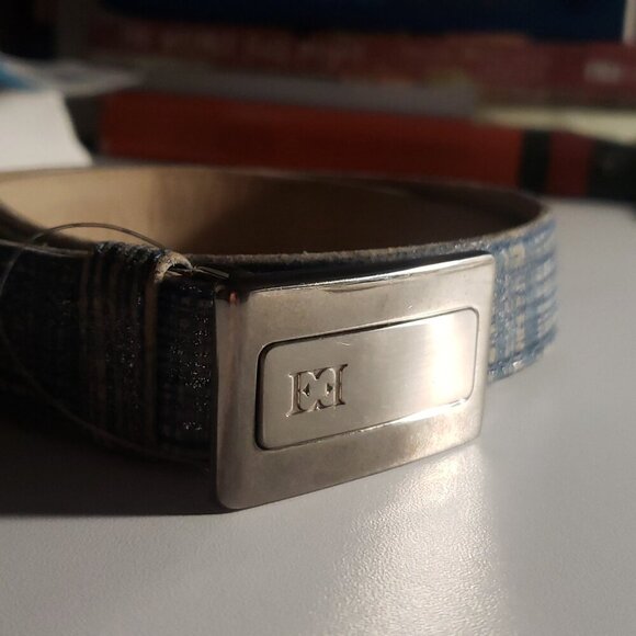 Escada Metallic Blue Suede Leather Belt - Picture 10 of 11